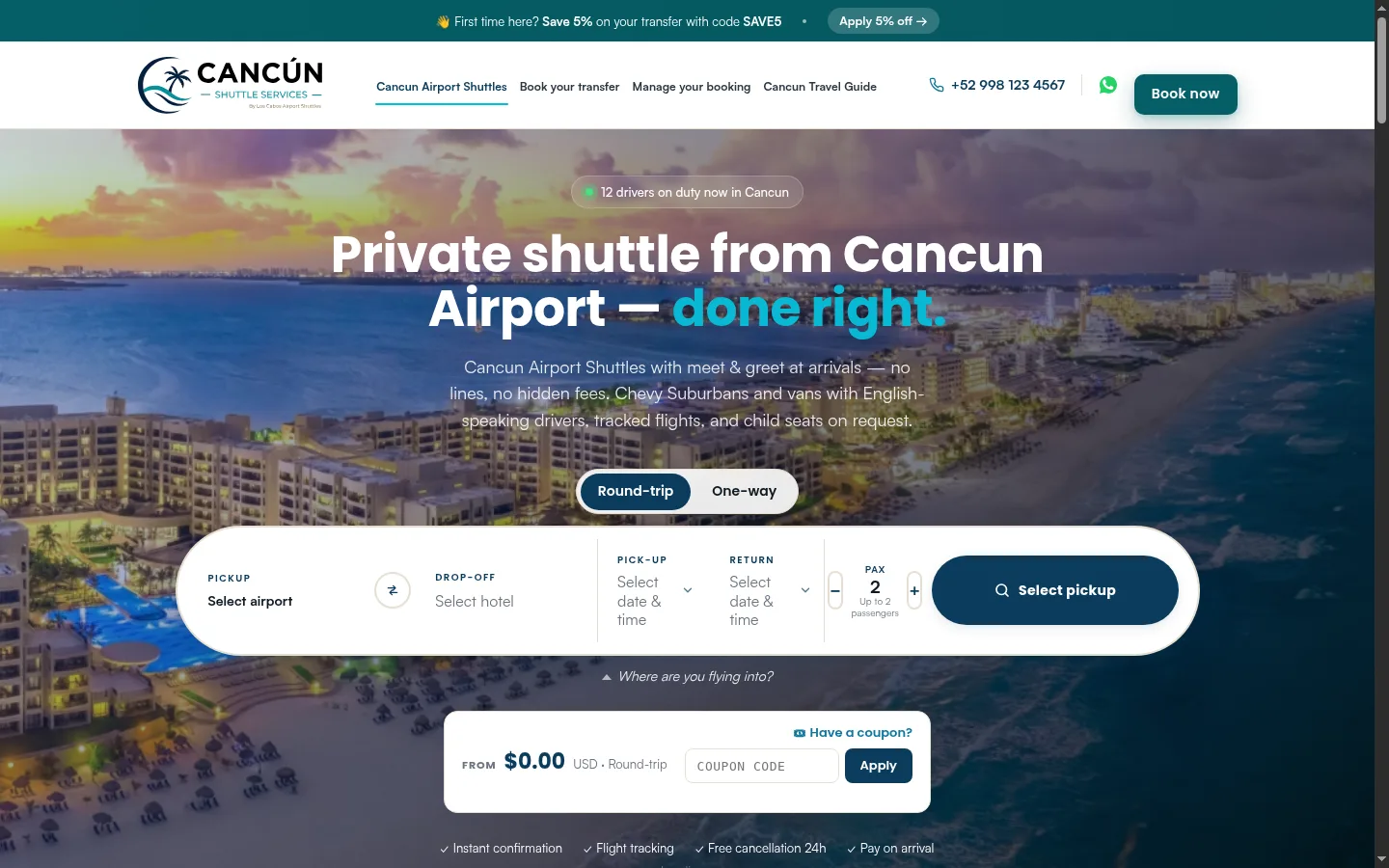 From WhatsApp to 24/7 checkout — Cancún Airport Shuttles